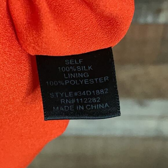 Greylin 100% Silk Racerback Sleeveless Ruffle Dress Orange Red Size Small - Picture 9 of 10